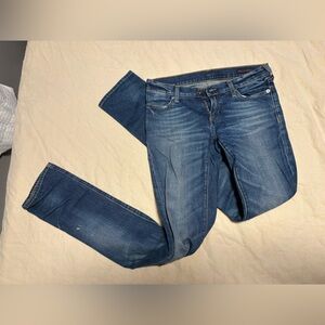 True Religion Women's Slim Straight Jeans in Blue Wash